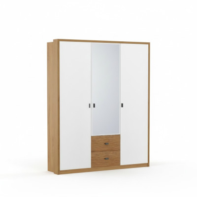 Ontwerp slaapkamerkast kledingkast Moderne kasten Hout 3-deurs. Spiegel