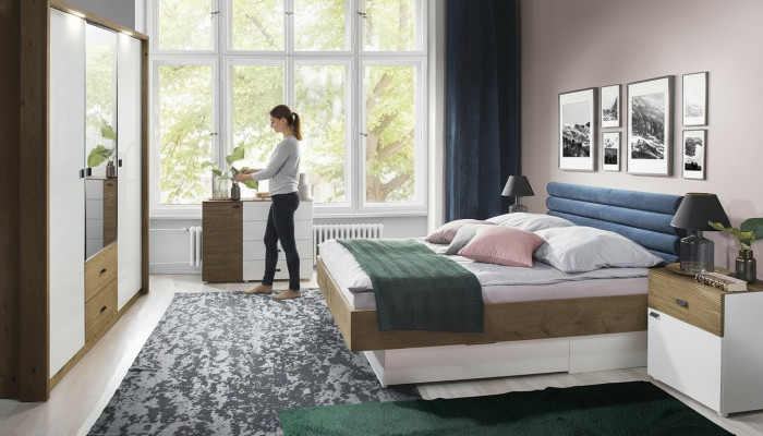 Ontwerper gestoffeerd bed bedden stof hout luxe tweepersoonsbed echtelijk bed 180x200cm