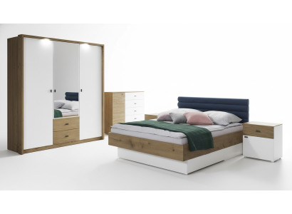 Slaapkamer set Bed 2 nachtkastjes Klassiek bedframe Ontwerpmeubelen 3-delig