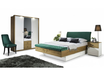 Set Ontwerper Gestoffeerd Bed Bedden Stof Echtelijk Bed Designer Bed Nachtkastje 2-delig.