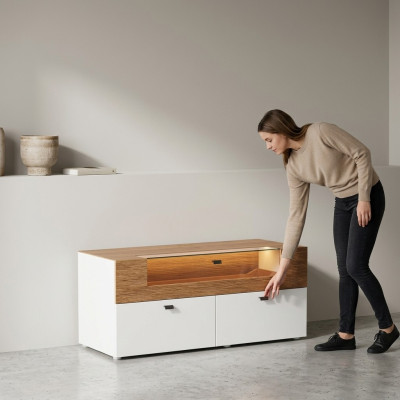 Sideboard TV Lowboard RTV xxl Kast Tafel Moderne Woonkamer Hout 125x55cm