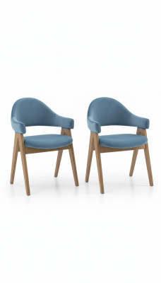 Stel 2x Luxe Design Gestoffeerde Massief Houten Stoelen Zit Kantoor Kantoor Eetkamer