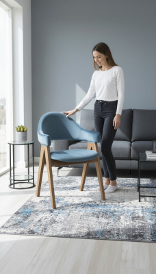 Eetkamer set 6x stoel luxe design gestoffeerde massief houten stoelen zithoogte kantoor