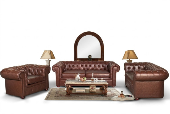 Chesterfield Bank Bankstel 2+1 zits Leren Bank Bankstel Bankstellen 2+1.