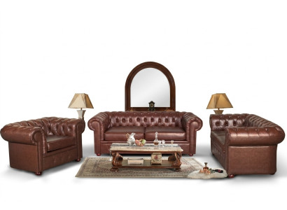 Chesterfield Bank Bankstel 2+1 zits Leren Bank Bankstel Bankstellen 2+1.