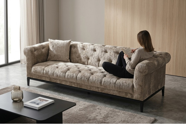 Edel luxueus Chesterfield bank bankstel stof leer banken stofferen