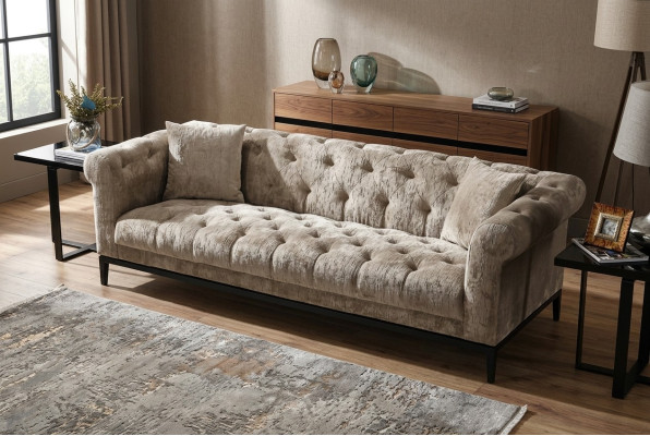 Edel luxueus Chesterfield bank bankstel stof leer banken stofferen