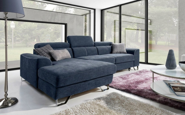 Stijlvol, zeer zacht, ultra comfortabel hoekbank in modieuze en luxueuze bekleding.