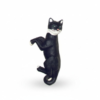 Decoratie tuin plastic figuren handgeschilderde figuur standbeeld kat hangend 60cm