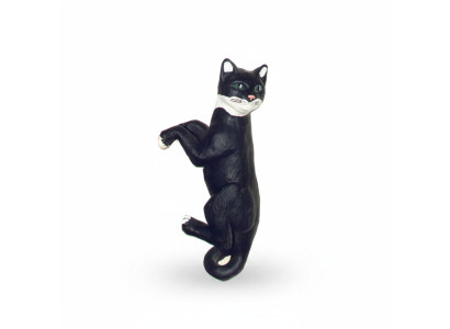 Decoratie tuin plastic figuren handgeschilderde figuur standbeeld kat hangend 60cm