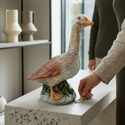 Decoratieve eendbeeld tuinfiguren beelden 44 cm levensgroot figuur plastic nieuw