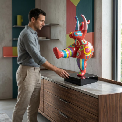 Abstracte Designer Kunst Schattige Figuren Beeld Kleurrijk Geschilderde Sculpturen Beelden