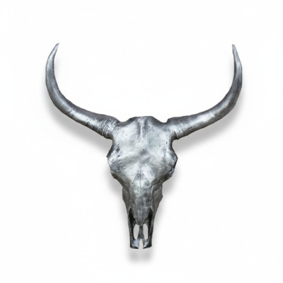 Zilveren stierenkop wandsculptuur hoogte 60 cm decoratief figuur wand