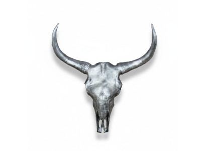 Zilveren stierenkop wandsculptuur hoogte 60 cm decoratief figuur wand