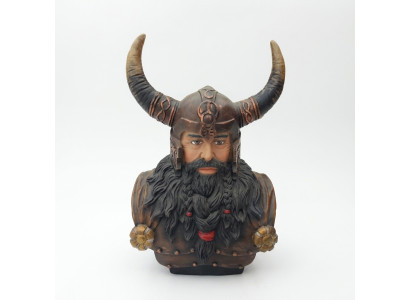Borstbeeld van een krijger in een helm 70cm hoorns standbeeld Viking standbeelden figuren