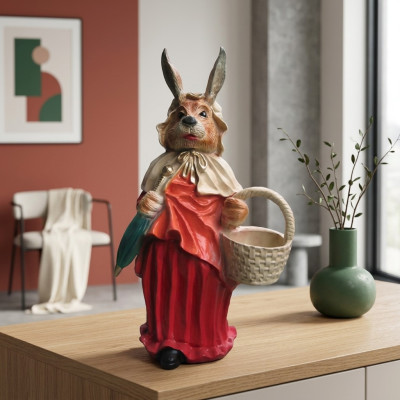Wolf Roodkapje-figuur Paashazenjurk Wolf Transe Tuinbeeld Standbeeld 71cm Nieuw