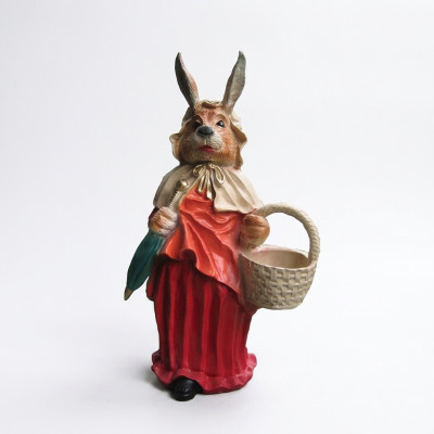 Wolf Roodkapje-figuur Paashazenjurk Wolf Transe Tuinbeeld Standbeeld 71cm Nieuw