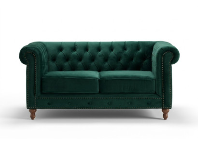 Britse Chesterfield Groene Driepersoons Bank - Luxe Leren Meubels