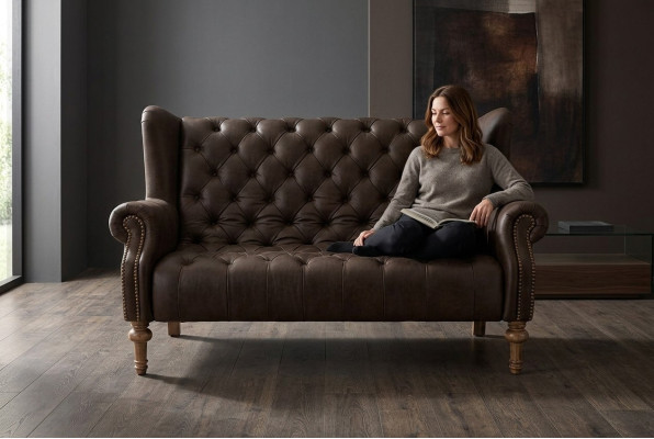 Zwarte Chesterfield bank Moderne driezitter Stijlvolle 3-zits