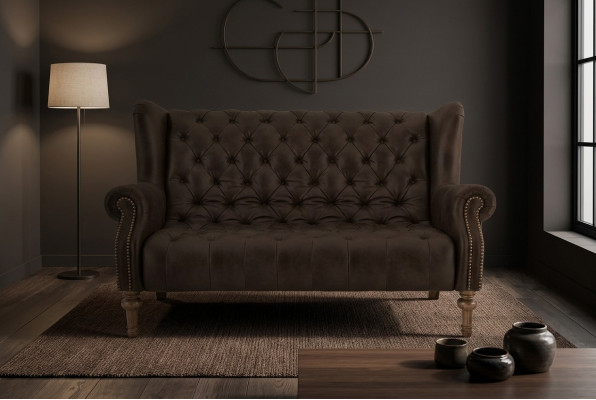 Zwarte Chesterfield bank Moderne driezitter Stijlvolle 3-zits