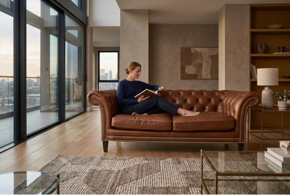 Chesterfield Herenclub Sofa Bank Lederen Bekleding Tweezitter Bruin NIEUW jvmoebel ®