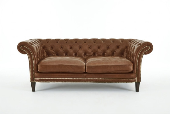 Chesterfield Herenclub Sofa Bank Lederen Bekleding Tweezitter Bruin NIEUW jvmoebel ®