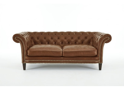 Chesterfield Herenclub Sofa Bank Lederen Bekleding Tweezitter Bruin NIEUW jvmoebel ®