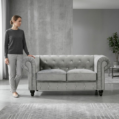 Chesterfield bank sofa bekleding stof leer banken bekledingsset 2 zits