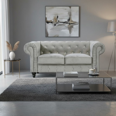 Chesterfield bank sofa bekleding stof leer banken bekledingsset 2 zits