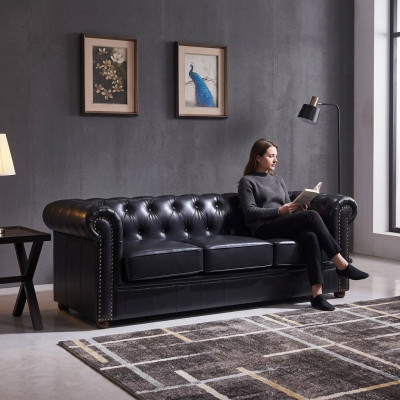 Chesterfield bank bank bekleding stof leer decor set bekleding banken