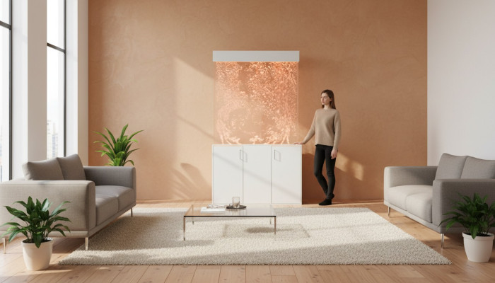 Waterspiegelmuur Kolom met onderkast Scheidingswand Plank Vitrine