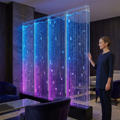 Moderne scheidingswand Decoratieve watervallen LED waterval Verlichte muur