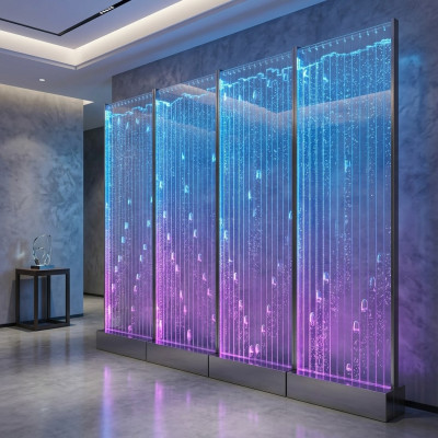 Moderne scheidingswand Decoratieve watervallen LED waterval Verlichte muur