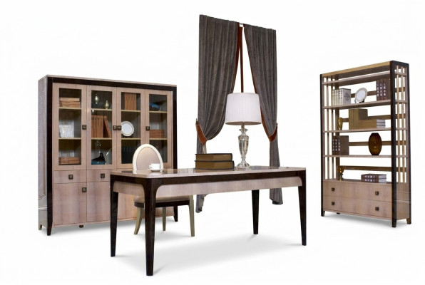 Kantoorset meubilair bureau tafel kast plank compleet 4-delig.