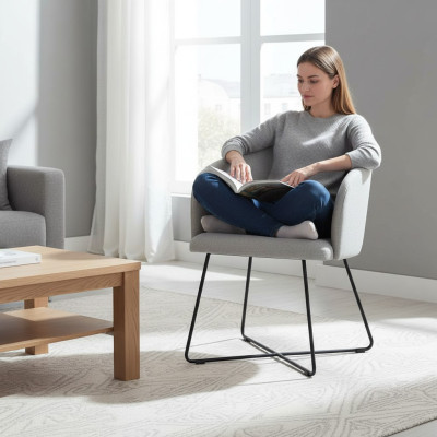 1x Eetkamerstoel Fauteuil Woonkamerstoel Relaxstoel Beklede stoel met