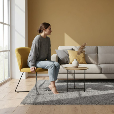 Moderne fauteuils set van 8 stoelen Gele bekleding Armleuning