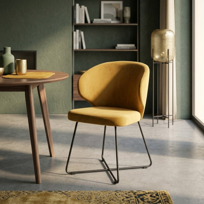 Moderne fauteuils set van 8 stoelen Gele bekleding Armleuning