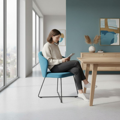 Moderne fauteuil groep 8 stoelen set met groene bekleding en armleuning.
