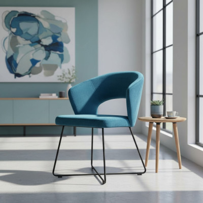 Moderne fauteuil groep 8 stoelen set met groene bekleding en armleuning.