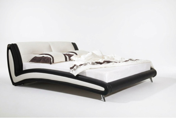 Ontwerpersbed, bedden, tweepersoonsbed, gestoffeerd bed, slaapkamer, leren bed