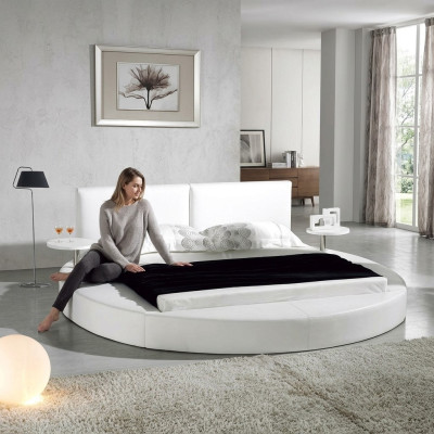 Rond Bed Modern Design Luxe Bekleding Ronde Bedden Textiel Stof.