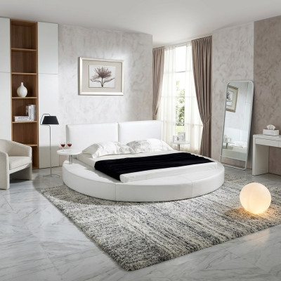 Rond Bed Modern Design Luxe Bekleding Ronde Bedden Textiel Stof.