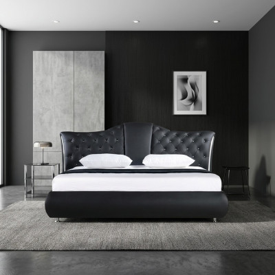 Chesterfield bed Design Klassieke bedden Dubbel lederen gestoffeerde slaapkamer.