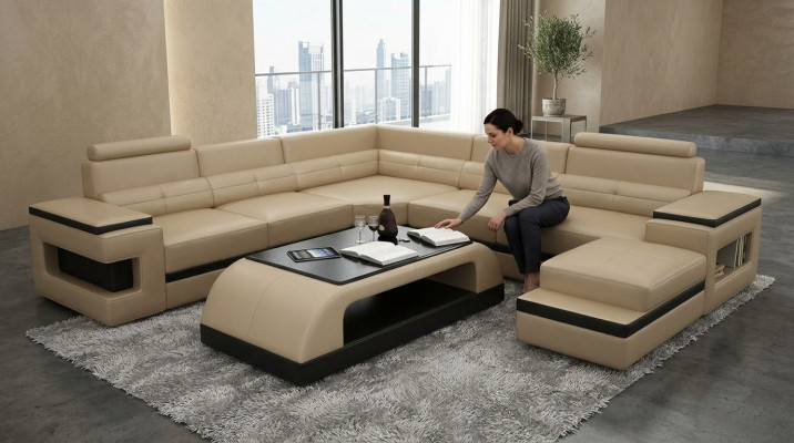 Leren salontafel Moderne tafel Moderne glazen tafel Ontwerptafels Glas