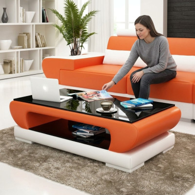 Ontwerp glazen tafel leren bank tafels glas bank woonkamertafels.