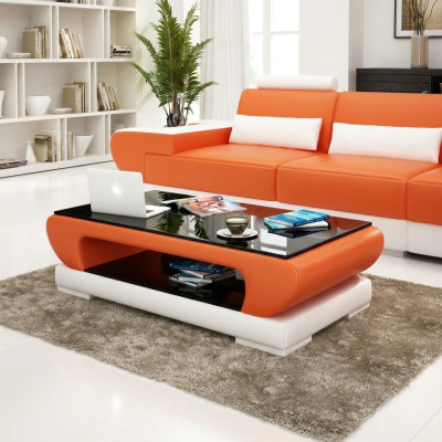 Ontwerp glazen tafel leren bank tafels glas bank woonkamertafels.