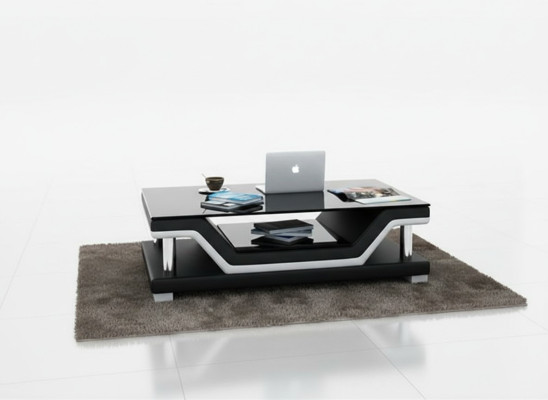 Gepolsterde tafels Zwarte salontafel Glazen salontafel Bank Bijzettafel Modern