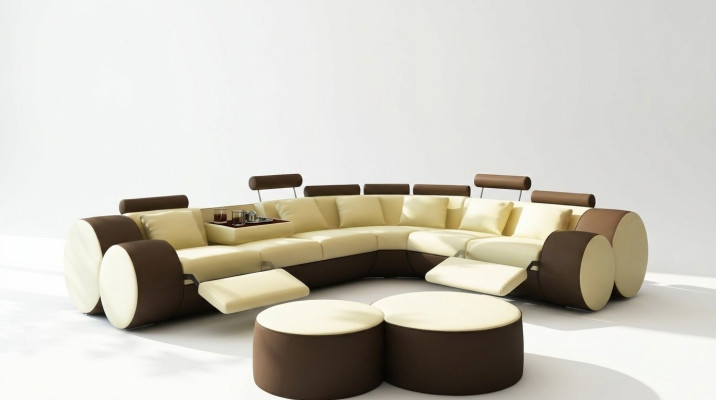 Hoekbank Bank Leer Bank - Designer Bankstel Zitkussen Woonlandschap