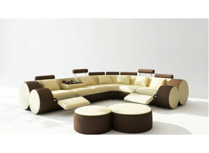 Hoekbank Bank Leer Bank - Designer Bankstel Zitkussen Woonlandschap