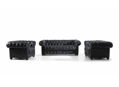 Chesterfield bankstel 3-zits designbank gestoffeerde bankstel set